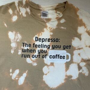 Y2K humorous coffee bleached dyed short sleeve tee